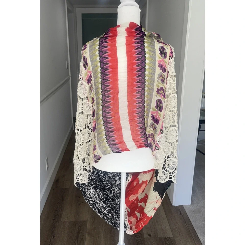Anthropologie Vismaya Patchwork Crochet Infinity Scarf Boho Artsy 25